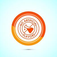 No artificial flavor icon design illustration, Artificial flavor free symbol, Natural product, Orange color button design vector