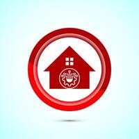 Smart house icon design illustration, Smart home technology and automation, Red color button design vector