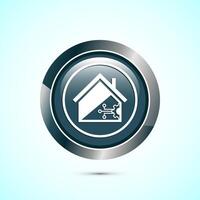 Smart house icon design illustration, Smart home technology and automation, Gray color round button design vector