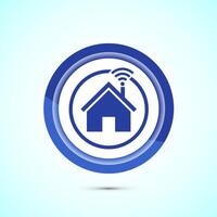 Smart house icon design illustration, Smart home technology and automation, Blue color button design vector
