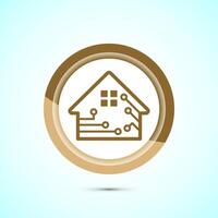 Smart house icon design illustration, Smart home technology and automation, Gold color button design vector