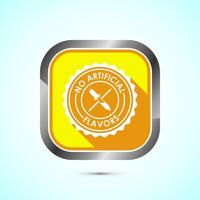 No artificial flavor icon design illustration, Artificial flavor free symbol, Natural product, Yellow shadow button design vector