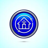 Smart house icon design illustration, Smart home technology and automation, Blue color round button design vector