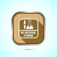 No artificial flavor icon design illustration, Artificial flavor free symbol, Natural product, Gold shadow button design vector