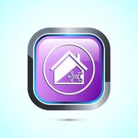 Smart house icon design illustration, technology and automation, Pink color square button vector