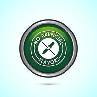 No artificial flavor icon design illustration, Artificial flavor free symbol, Natural product, Green color round button design vector