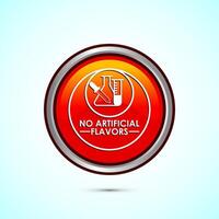 No artificial flavor icon design illustration, Artificial flavor free symbol, Natural product, Orange color round button design vector