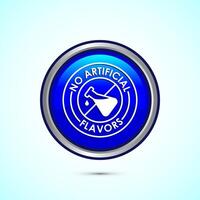 No artificial flavor icon design illustration, Artificial flavor free symbol, Natural product, Blue color round button design vector