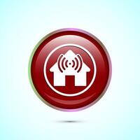 Smart house icon design illustration, Smart home technology and automation, Red color round button design vector