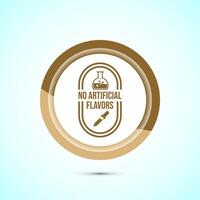 No artificial flavor icon design illustration, Artificial flavor free symbol, Natural product, Gold color button design vector