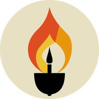 Stylized illustration of burning flame with abstract shapes in red, orange, yellow, symbolizing energy and passion vector