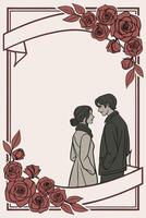 The rich petals of red roses form a decorative border, leaving a blank middle area. vector