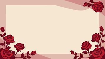 A floral arrangement of red roses lines the edges, providing a clean space for messaging. vector