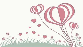 A modern arrangement of paper hearts sits against a soft gradient background. vector