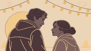 A delicate row of golden fairy lights twinkles across the upper portion of the banner, enhancing the warm ambiance while preserving space for text. vector
