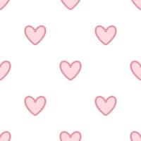 Seamless Pattern with Pink Heart Pixel. Pixel art background. illustration on a white background. vector