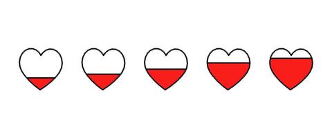 Pixel hearts set. Pixel art heart. 8 bit heart icon vector