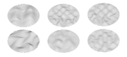 A set of wavy linear spheres. Abstract oval shapes vector