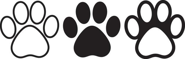Paw print flat and outline icons design vector