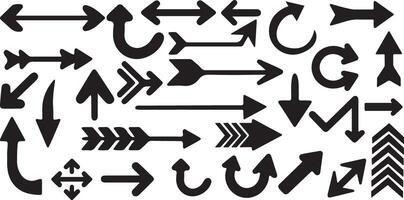 Arrow silhouette icon bundle on white background vector