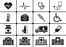Comprehensive Hospital Icon Set Bundle for Medical Websites and Apps, Fully Editable Healthcare Icons vector