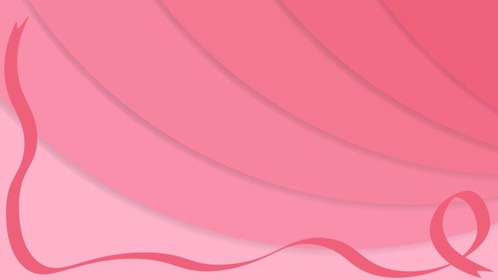 Cancer day horizontal background. Pink cancer day banner with dangling ribbon. Place for text. Ilustration in flat design style