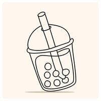 Refreshing Bubble Tea with doodle style drawing vector