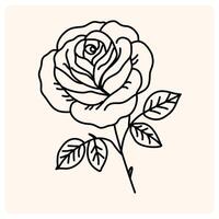 Simple Rose Line Art doodle style drawing vector