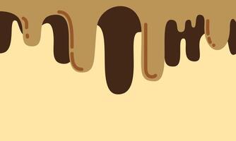 A melting chocolate effect with brown drips againts a tan background vector