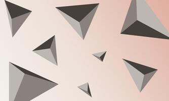 Triangular 3d shapes in gray tones arranged over light gradient background vector