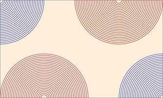 A composition of overlapping concentric circles in red and blue on beige vector