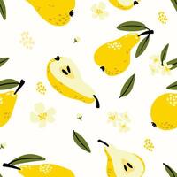 Modern abstract pears flowers design with seamless Fruits pattern and unique textures, ideal for fabric, stationery, and home decor. vector