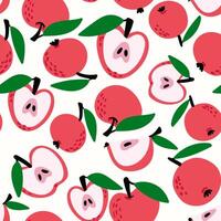 Modern abstract red apples design with seamless Fruits pattern and unique textures, ideal for fabric, stationery, and home decor. vector