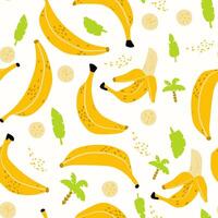 Modern abstract bananas and palms design with seamless Fruits pattern and unique textures, ideal for fabric, stationery, and home decor. vector
