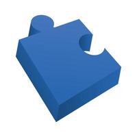 Blue piece of puzzle in gradient color asset image illustration vector