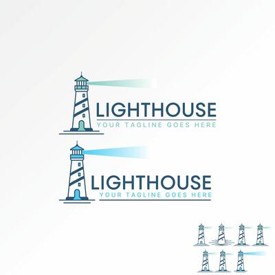 Logo design graphic concept creative premium stock image graphic beach light house ray ship island landmark marine navigation tower shore coast