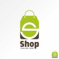 Logo design graphic concept creative premium stock image graphic initial S font on shopping paper bag ecommerce to trolley online mall purchase vector