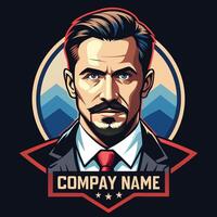 a man in a suit and tie with a mustache vector