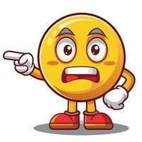 Angry emoticon character pointing at something vector