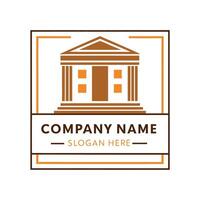 a building with a square frame and a sign that says company name vector