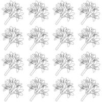 Small simple bouquet of lilies. Seamless pattern. Doodle style. vector