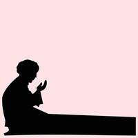 Silhouette of muslim in prayer on a pink background. Illustration of an isolated icon. element design illustration of hands begging and closing each other in pink. religious theme vector