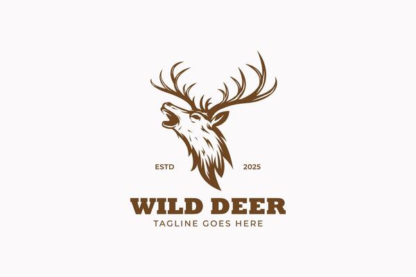 Powerful Roaring Deer Logo with Captivating Antler Design for Nature and Adventure Brands