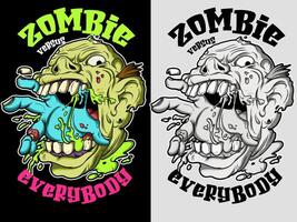 A zombie drawing in graffiti style wiht color and black and white color. vector