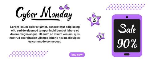 Special discounts announced for Cyber Monday sales event with prominent percentage display vector