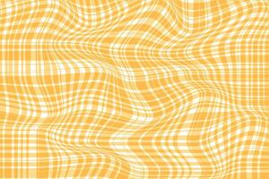 simple abstract orange color thin to thick check plaid wavy line pattern yellow and white plaid fabric texture vector