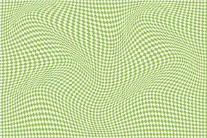 simple white color small rectangle wavy distort pattern on grass green color background wavy green checkered pattern vector