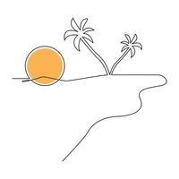 Sunset single-line art beautifully captures the serene transition of day to night with a simple yet elegant flow of continuous lines. vector