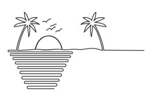 Sunset single-line art evokes a sense of calm and reflection, with one unbroken line representing the fleeting beauty of twilight vector