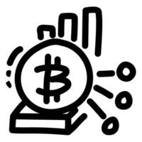 Bitcoin symbol rising above a bar graph, symbolizing cryptocurrency growth and investment potential. Perfect for infographics, presentations vector